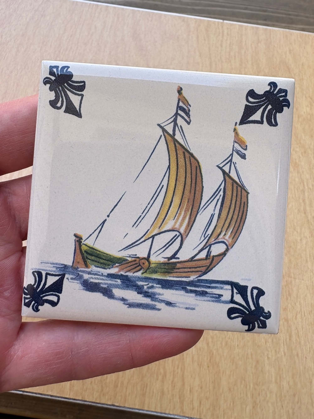 Vintage KLM Airlines Business Class Collectible Ship Nautical Dutch Ceramic Tile